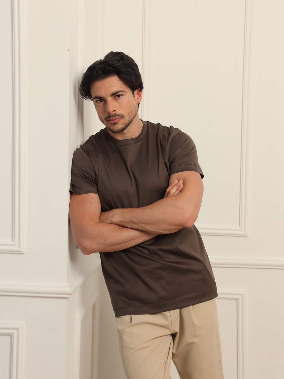 Brown mercerized T-shirt